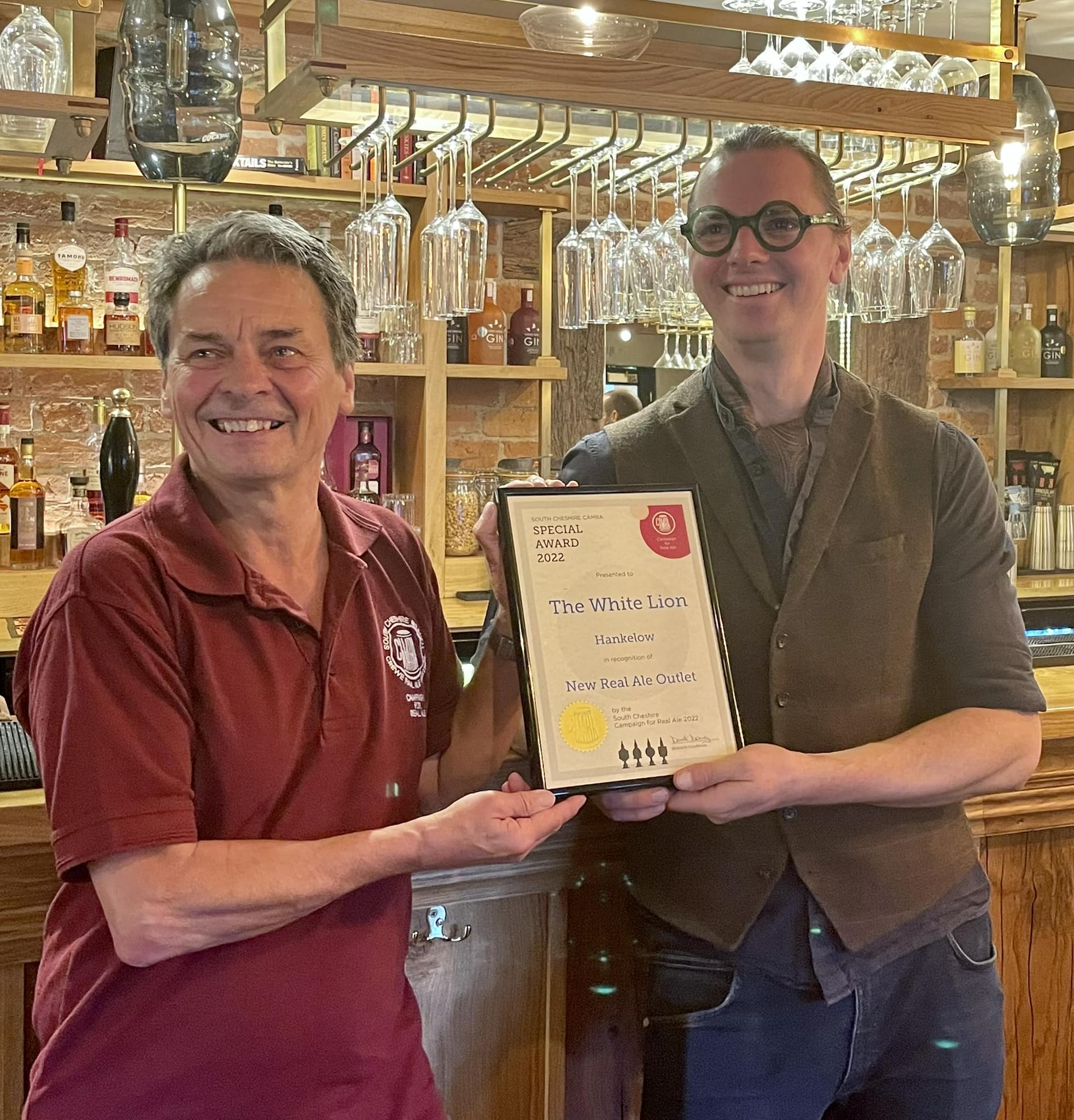 South Cheshire Camra presenting certificate