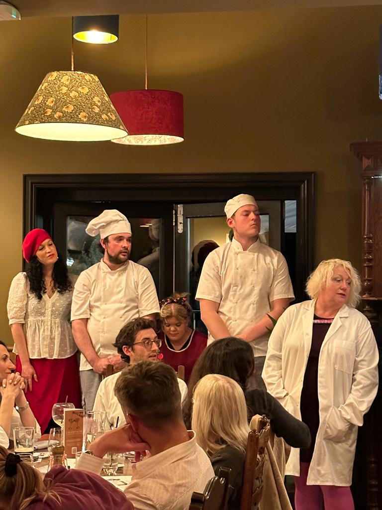 Alsager Community theatre acting our Death by Chocolate Murder Mystery at The White Lion Hankelow